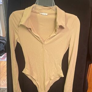 Timing Beige Ribbed body suit medium